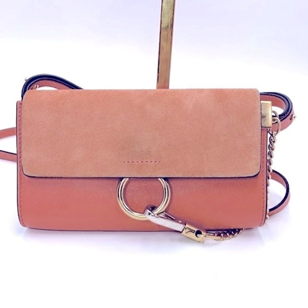 Auth Chloe Tonal Pink Leather Suede Mini Faye Crossbody Bag Preloved